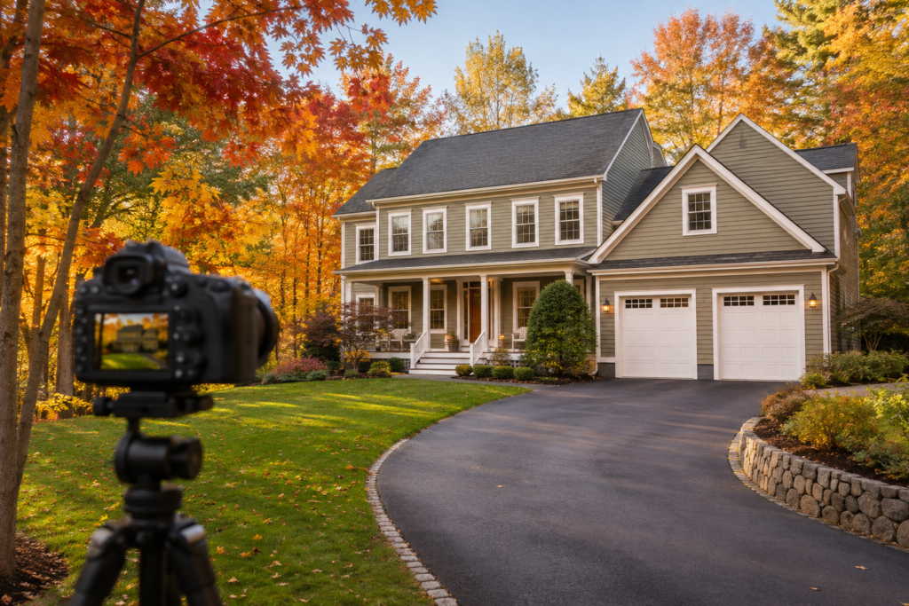 Taking fall exterior photos before snow when selling a New Hampshire home